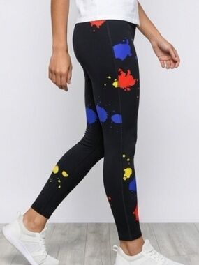 Alice + Olivia Yoga Pants with Yellow, Red and Blue Paint Splatters